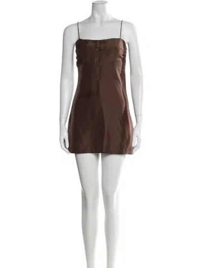 Pre-owned Réalisation Par Silk Mini Dress In Brown