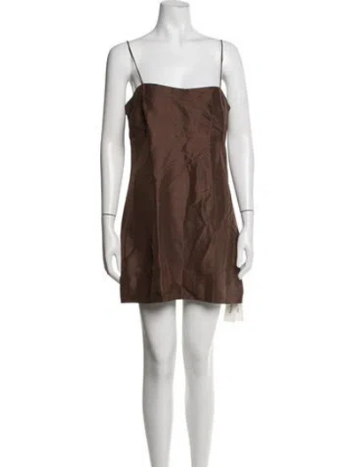 Pre-owned Réalisation Par Silk Mini Dress In Brown