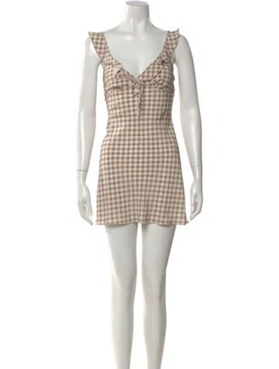 Pre-owned Réalisation Par Silk Mini Dress In Neutral