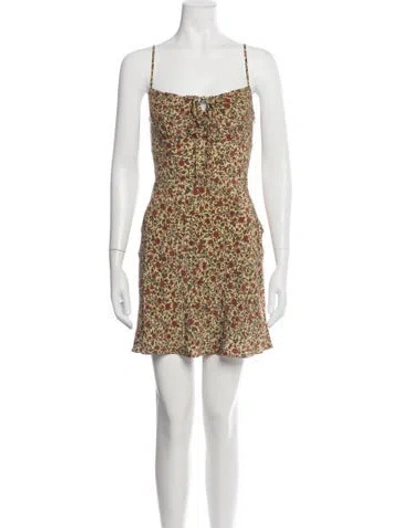 Pre-owned Réalisation Par Silk Mini Dress In Neutrals/red