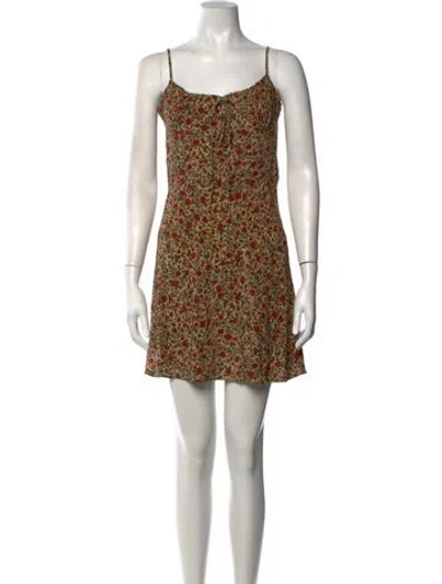 Pre-owned Réalisation Par Silk Mini Dress In Neutrals/red