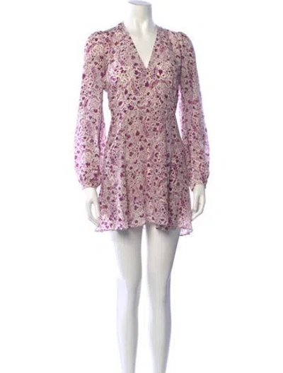 Pre-owned Réalisation Par Silk Mini Dress In Purple/white