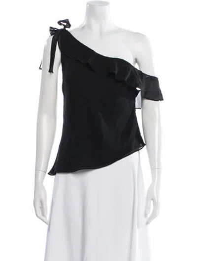 Pre-owned Réalisation Par Silk One-shoulder Blouse In Black