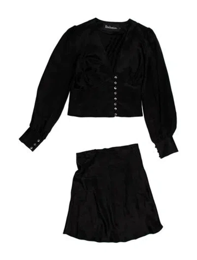 Pre-owned Réalisation Par Silk Paisley Print Skirt Set In Black