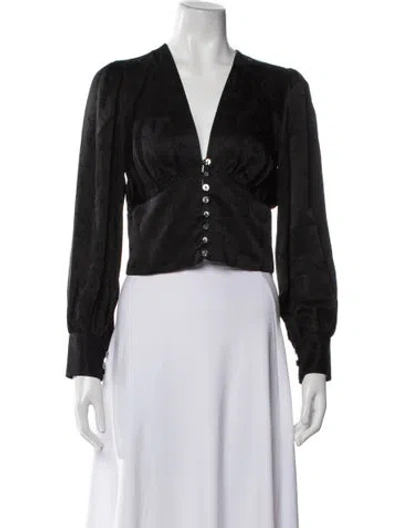 Pre-owned Réalisation Par Silk Patterned Blouse In Black