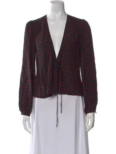 Pre-owned Réalisation Par Silk Polka Dot Print Blouse In Black