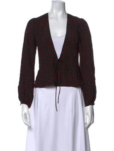 Pre-owned Réalisation Par Silk Polka Dot Print Blouse In Black
