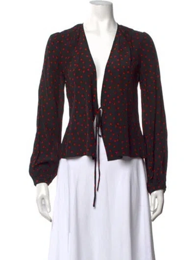 Pre-owned Réalisation Par Silk Polka Dot Print Blouse In Black