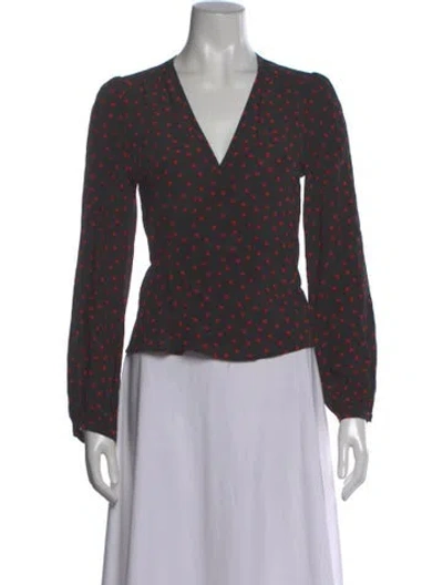 Pre-owned Réalisation Par Silk Polka Dot Print Blouse In Gray