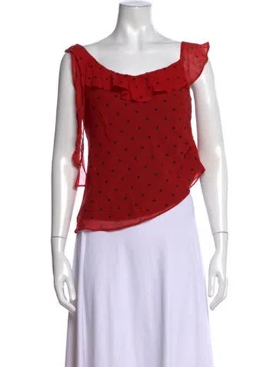 Pre-owned Réalisation Par Silk Polka Dot Print Blouse In Red
