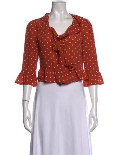 Pre-owned Réalisation Par Silk Polka Dot Print Blouse In Red