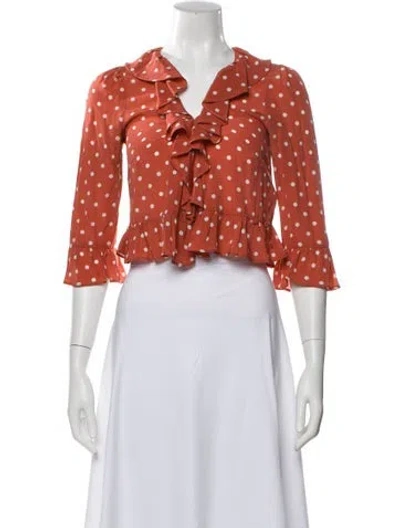 Pre-owned Réalisation Par Silk Polka Dot Print Bolero In Orange