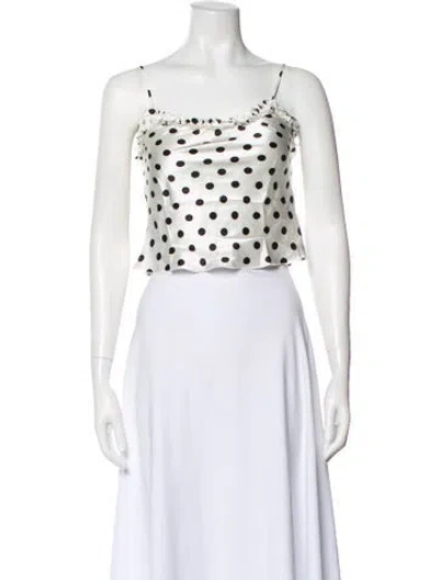 Pre-owned Réalisation Par Silk Polka Dot Print Crop Top In Black