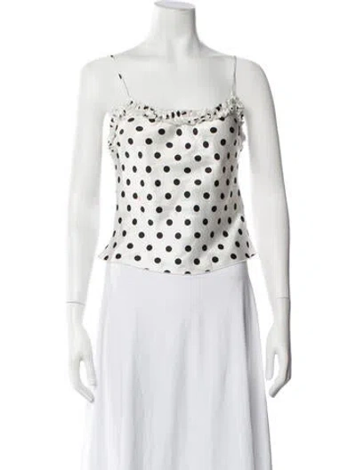 Pre-owned Réalisation Par Silk Polka Dot Print Top In White