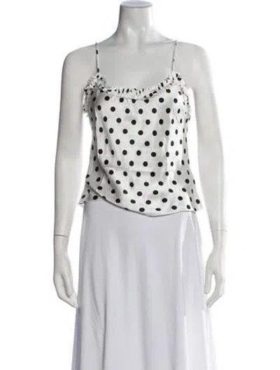 Pre-owned Réalisation Par Silk Polka Dot Print Top In White