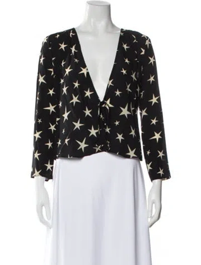 Pre-owned Réalisation Par Silk Printed Blouse In Black