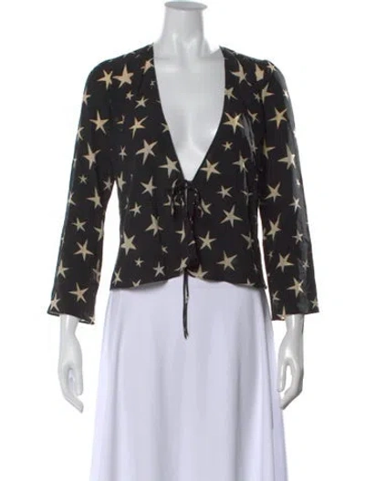 Pre-owned Réalisation Par Silk Printed Blouse In Black