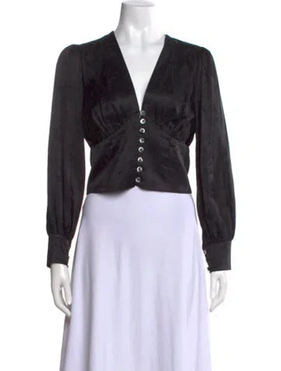 Pre-owned Réalisation Par Silk Printed Blouse In Black