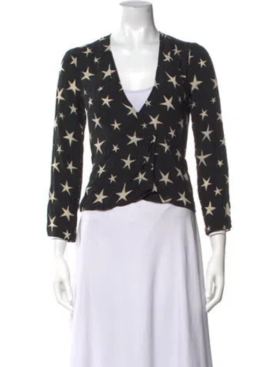 Pre-owned Réalisation Par Silk Printed Blouse In Black
