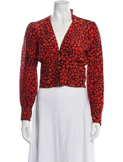 Pre-owned Réalisation Par Silk Printed Blouse In Orange