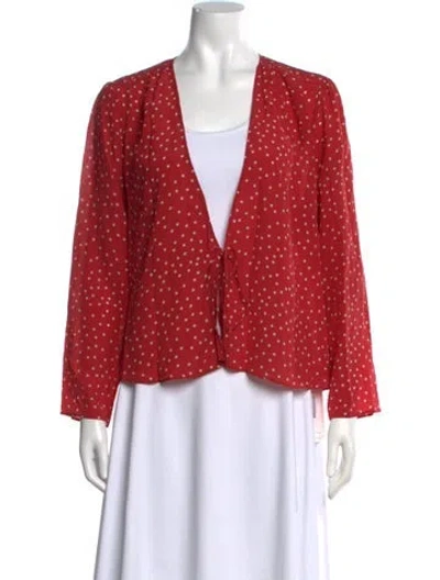 Pre-owned Réalisation Par Silk Printed Blouse In Red