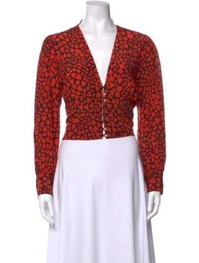 Pre-owned Réalisation Par Silk Printed Blouse In Red