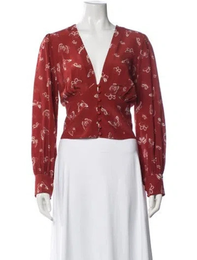 Pre-owned Réalisation Par Silk Printed Blouse In Red