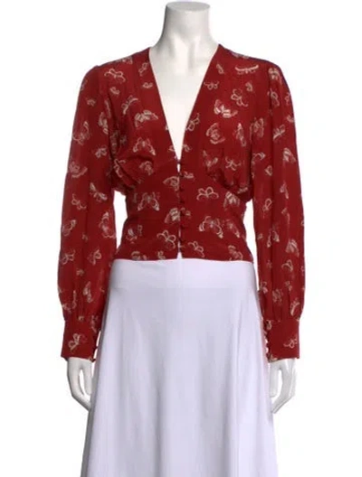 Pre-owned Réalisation Par Silk Printed Blouse In Red