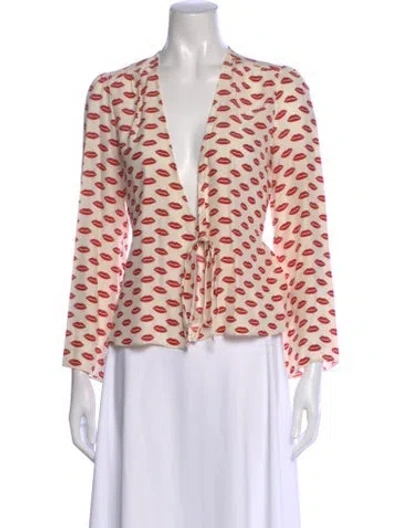 Pre-owned Réalisation Par Silk Printed Blouse In White