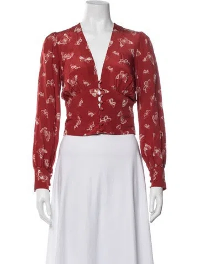 Pre-owned Réalisation Par Silk Printed Blouse In White