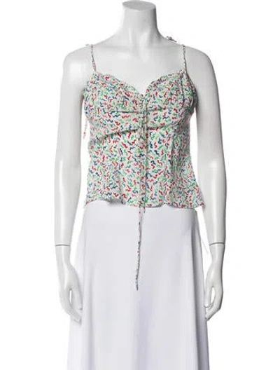 Pre-owned Réalisation Par Silk Printed Crop Top In Multi