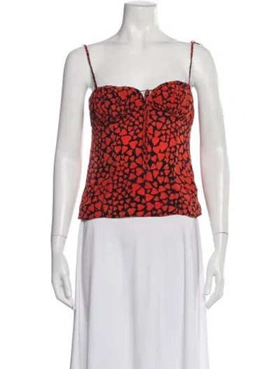 Pre-owned Réalisation Par Silk Printed Crop Top In Orange