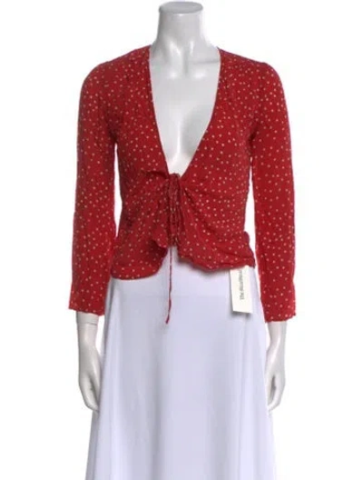 Pre-owned Réalisation Par Silk Printed Crop Top In Red