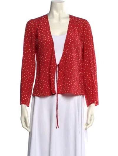 Pre-owned Réalisation Par Silk Printed Crop Top In Red