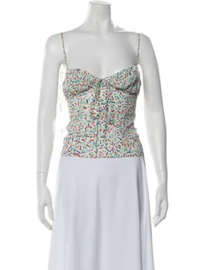 Pre-owned Réalisation Par Silk Printed Crop Top In White