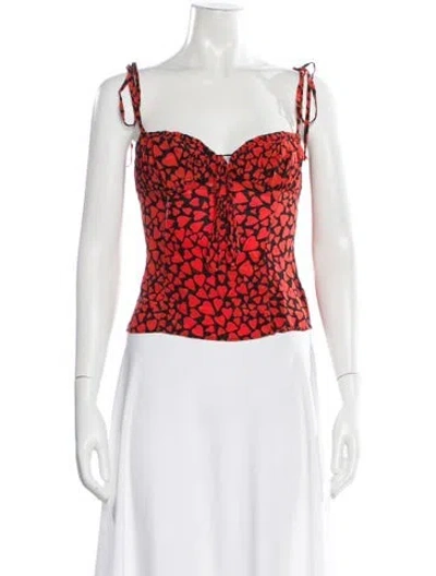 Pre-owned Réalisation Par Silk Printed Top In Red