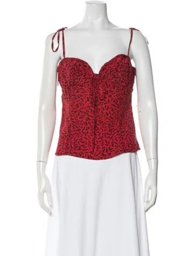 Pre-owned Réalisation Par Silk Printed Top In Red