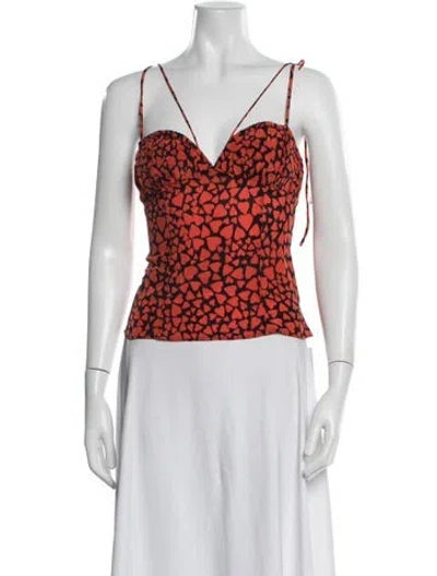 Pre-owned Réalisation Par Silk Printed Top In Red