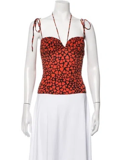 Pre-owned Réalisation Par Silk Printed Top In Red