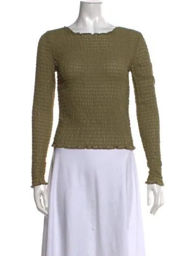 Pre-owned Réalisation Par Silk Scoop Neck Top In Green