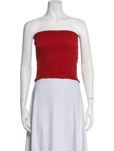 Pre-owned Réalisation Par Silk Strapless Crop Top In Red