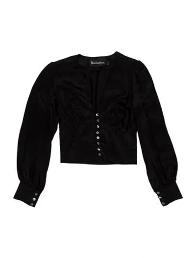 Pre-owned Réalisation Par Silk V-neck Blouse In Black