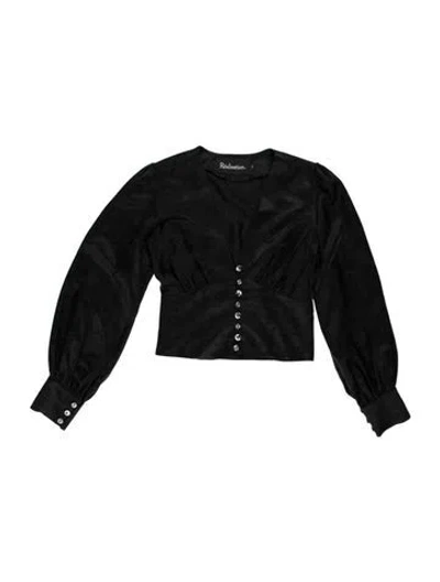 Pre-owned Réalisation Par Silk V-neck Blouse In Black