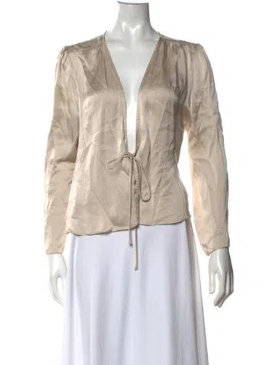 Pre-owned Réalisation Par Silk V-neck Blouse In Brown