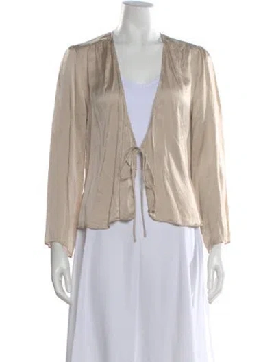 Pre-owned Réalisation Par Silk V-neck Blouse In Neutral