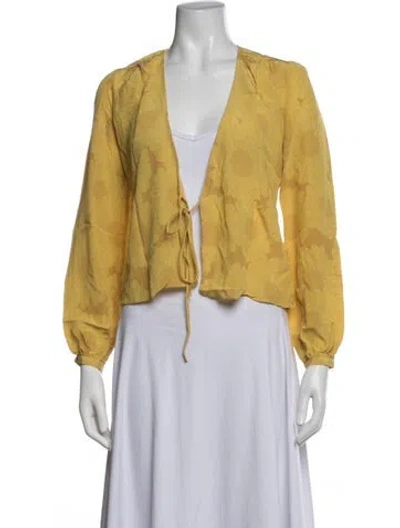 Pre-owned Réalisation Par Silk V-neck Blouse In Yellow