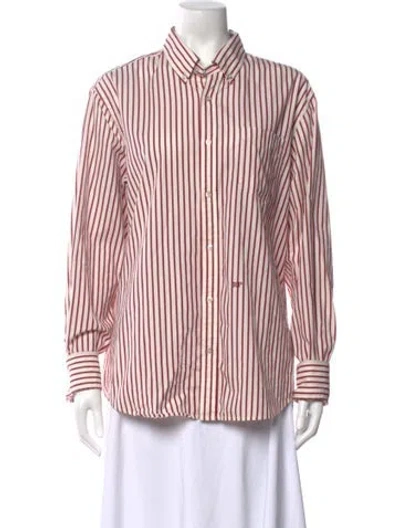Pre-owned Réalisation Par Striped Long Sleeve Button-up Top In Multicolor