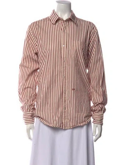 Pre-owned Réalisation Par Striped Long Sleeve Button-up Top In Multicolor