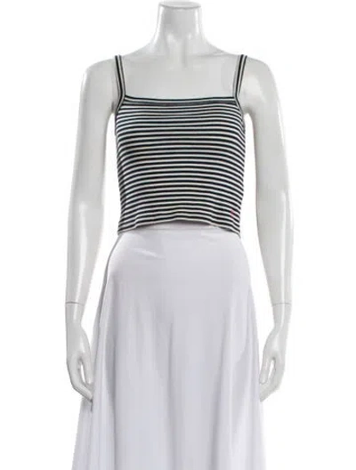 Pre-owned Réalisation Par Striped Square Neckline Crop Top In Blue
