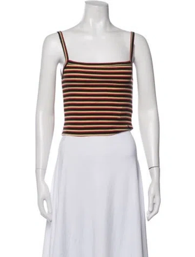 Pre-owned Réalisation Par Striped Square Neckline Crop Top In Blue